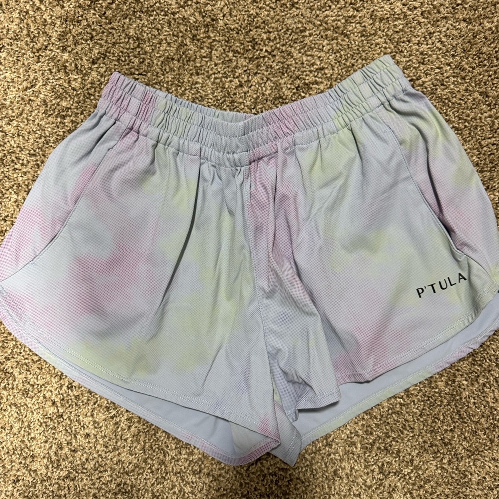 P'tula Women's Pastel Tie-Dye Athletic Shorts